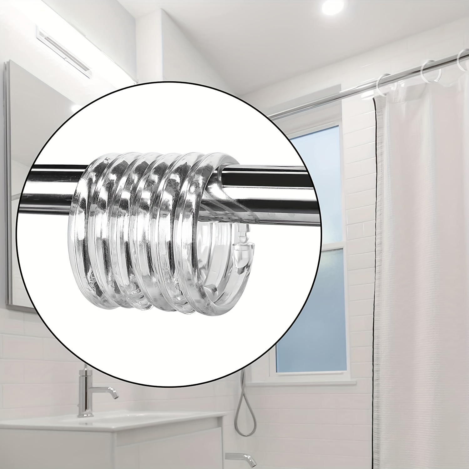  Shower Curtain Rings - White / Plastic / Shower