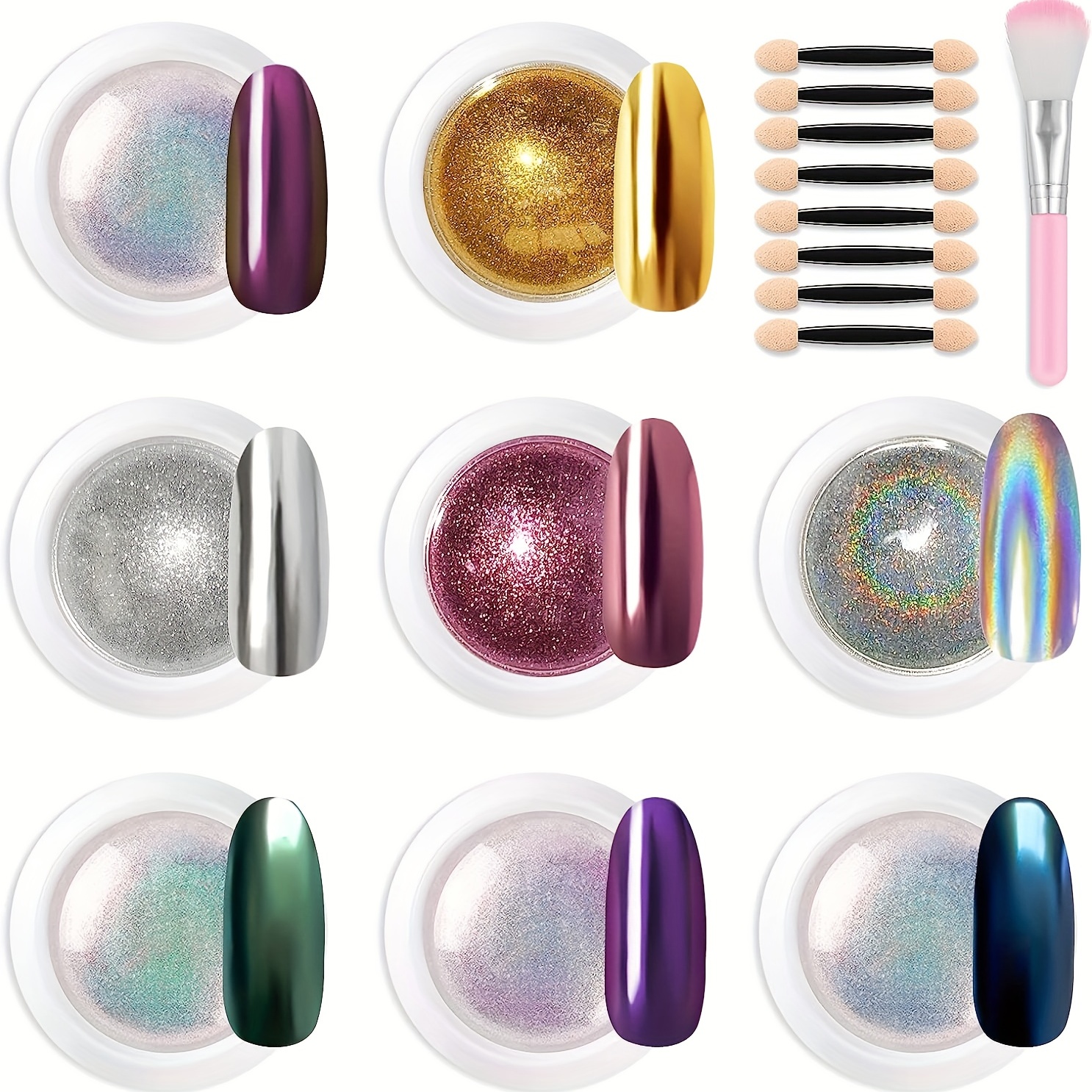 Aokitec Chrome Nail Powder White Mirror Shimmer Rainbow Pearl Mermaid Nails  US