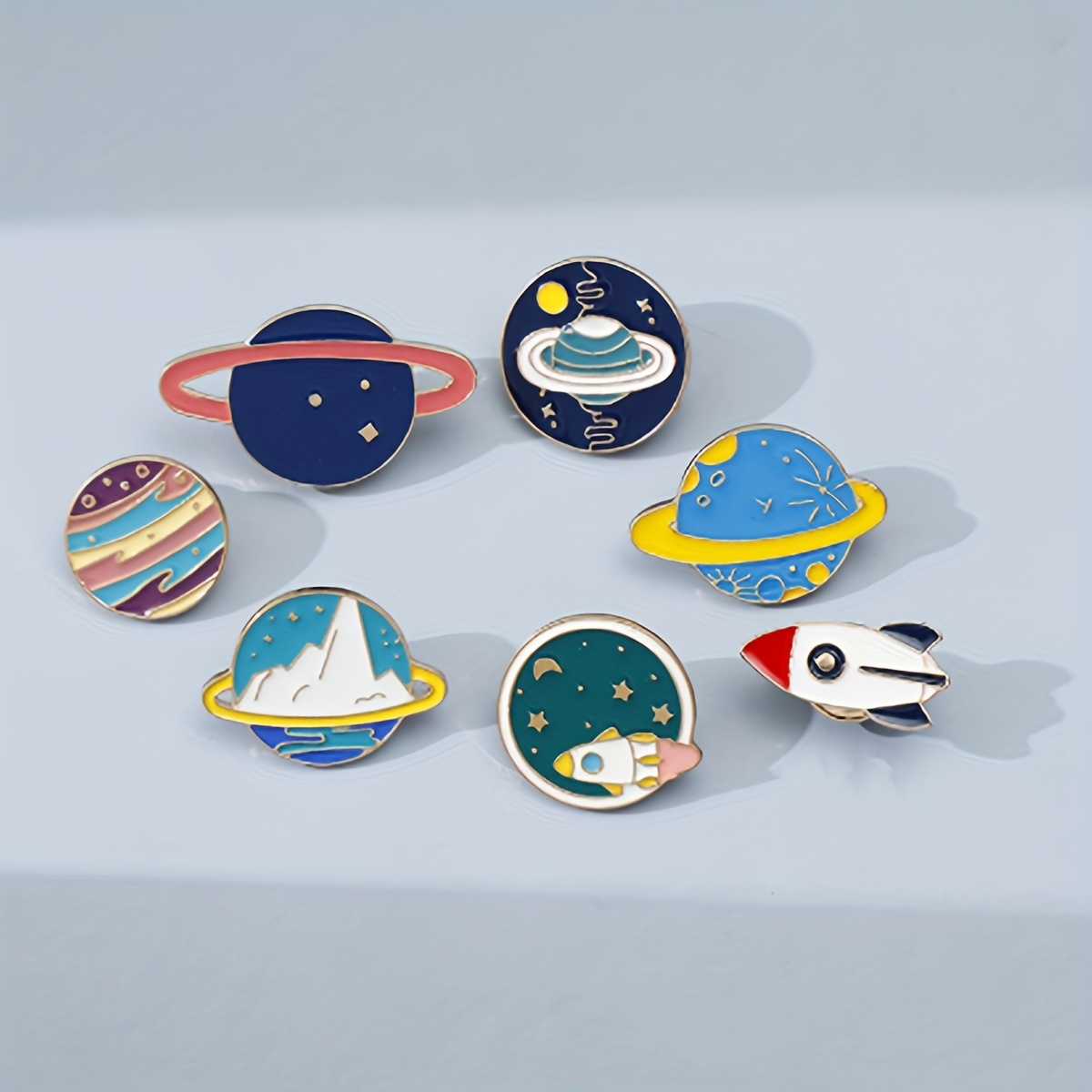 

7pcs Universe Planet Brooch Set Cartoon Pin Jewelry Clothing Accessories Decoration