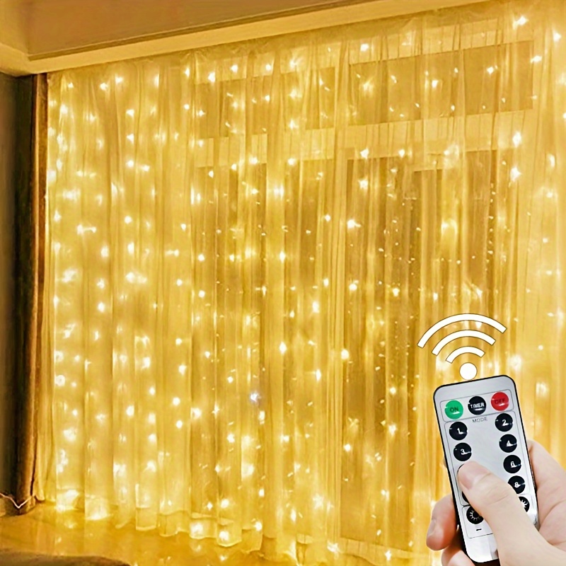 Led Curtain Lights 8 Modes Battery Box Remote Control Fairy - Temu