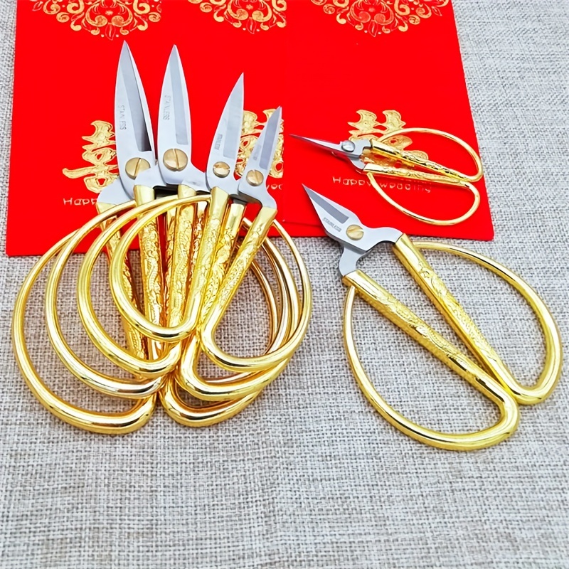 Kitchen Scissors 2cr13 Stainless Steal Golden Dragon And - Temu