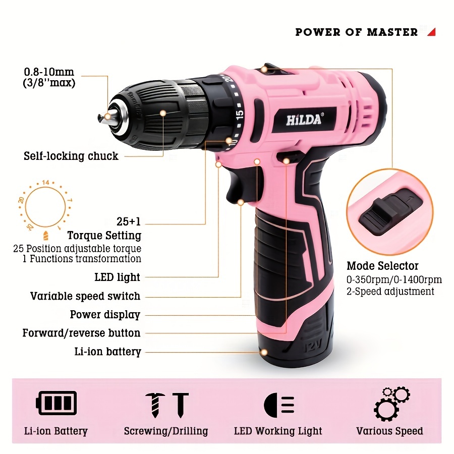 HILDA Electric Drill Cordless Screwdriver Lithium Battery Two Speed Mini  Drill Cordless Screwdriver Power Tools 201225 From Xue009, $212.92