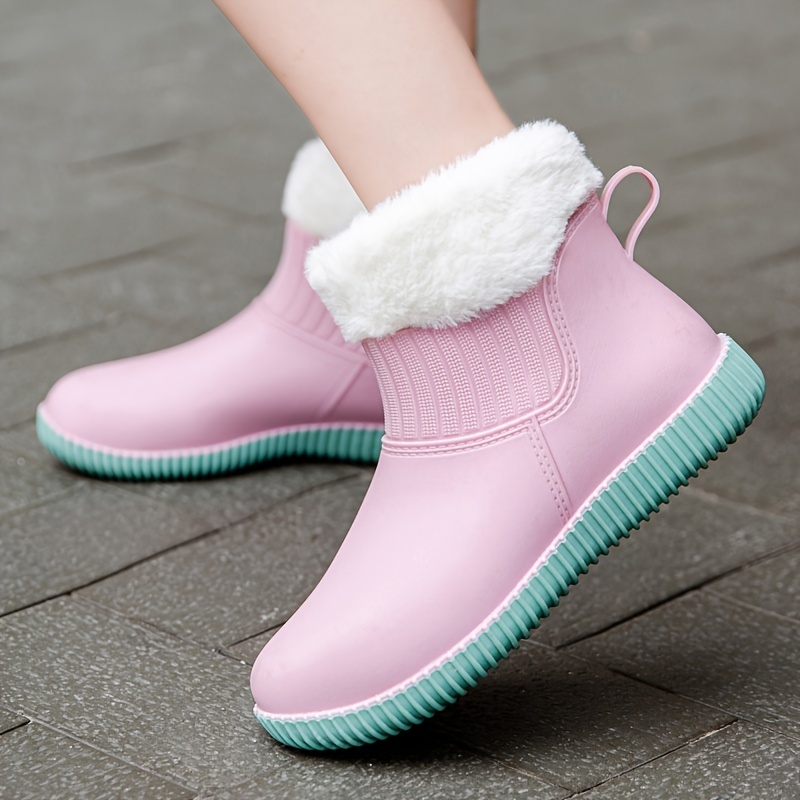 Botas Lluvia Tobillo Mujer Zapatos Impermeables Color Sólido - Temu