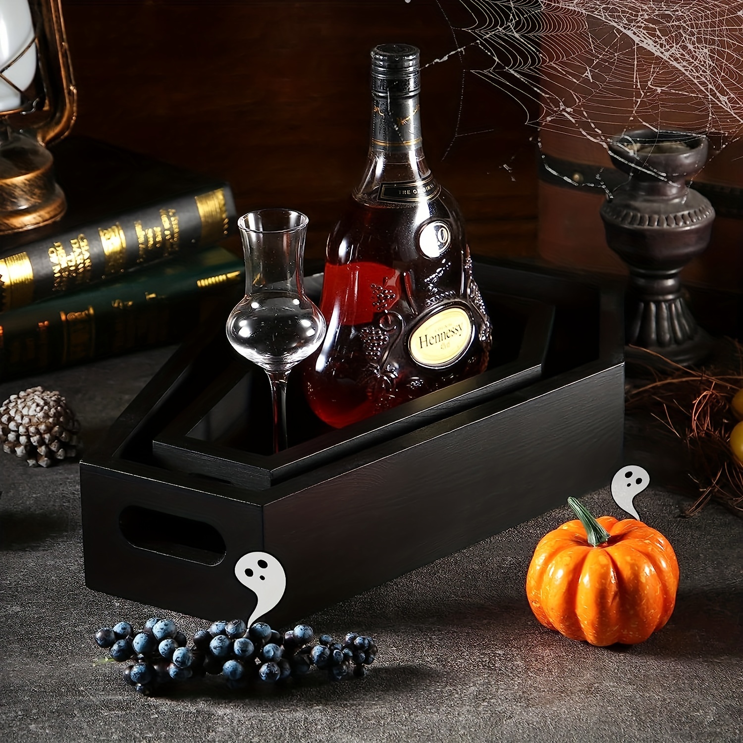 Halloween Wooden Coffin Box Gothic Home Decoration Tray - Temu