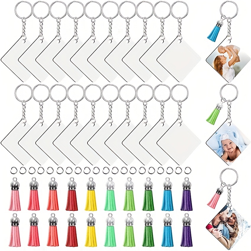 240 Pieces Sublimation Blanks Keychain Set Round Key Rings