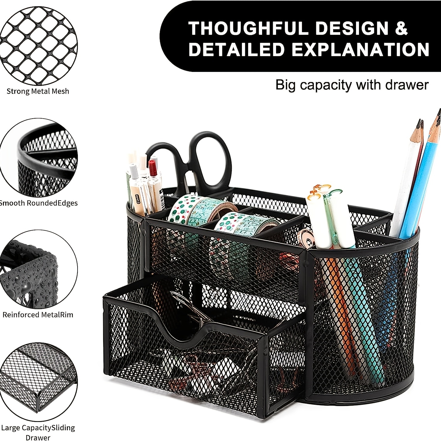 Desk Organizer Mesh Desktop Office Supplies Multi - Temu