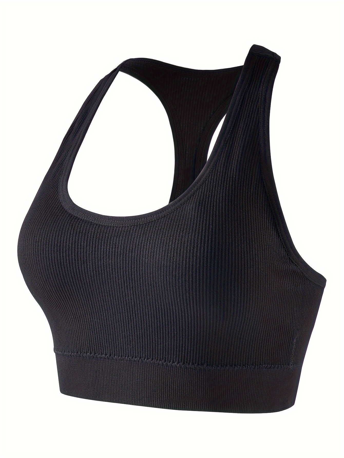 Solid Ribbed Sports Bras Comfy Breathable Running Workout - Temu