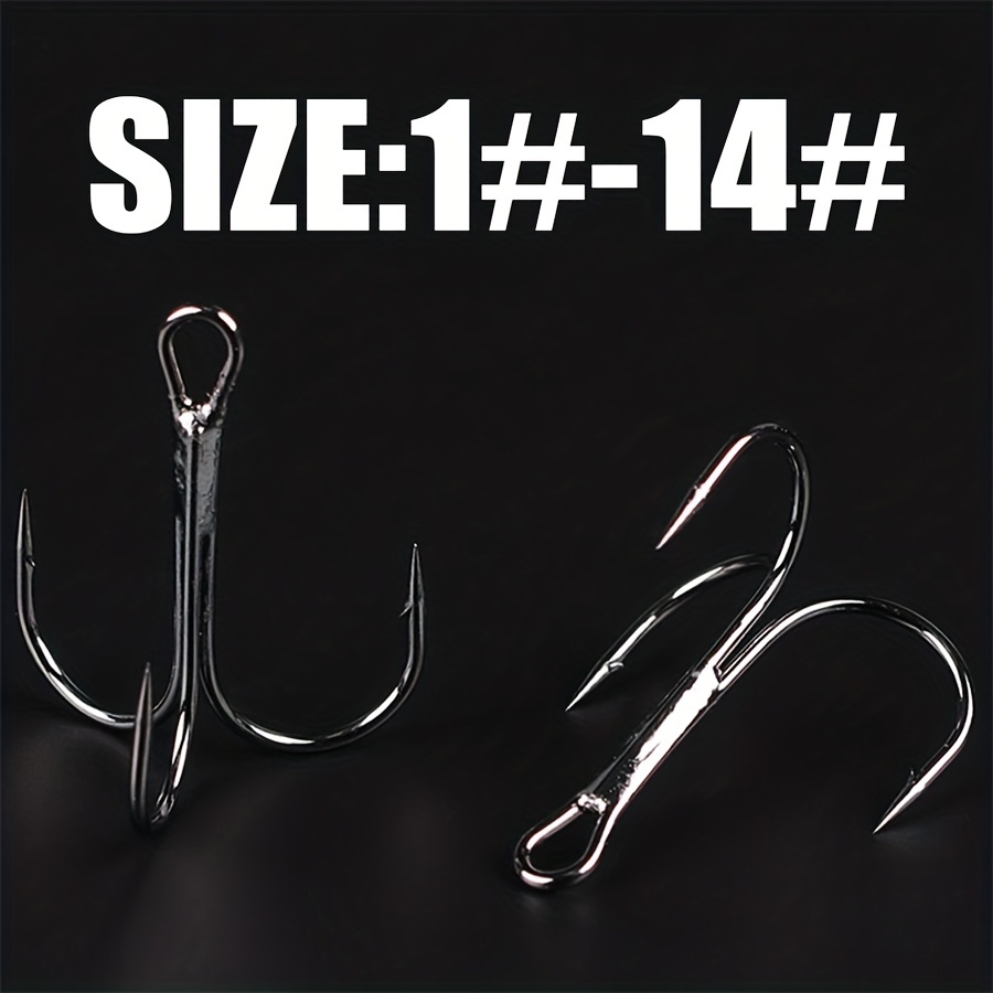 60pcs No. 1-no. 14 Barbed Iron Treble Hooks, Sharp Anchor Fish Hook For  Lure Bait, Fishing Accessories