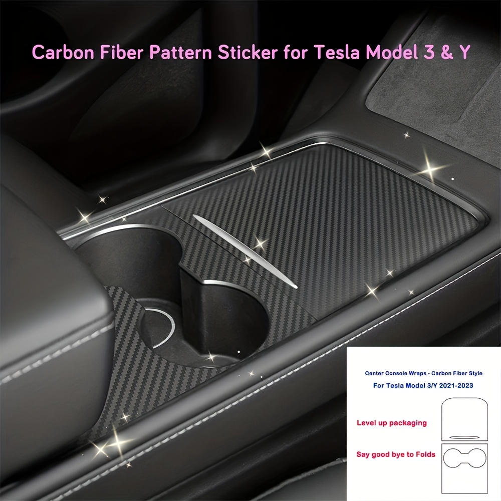 

Center Console Wrap Cover Kit Fit For Tesla For Model 3/y 2021-2023 Sticker Protector Matte Carbon Fiber Pattern/wood Grain Car Modified Accessories