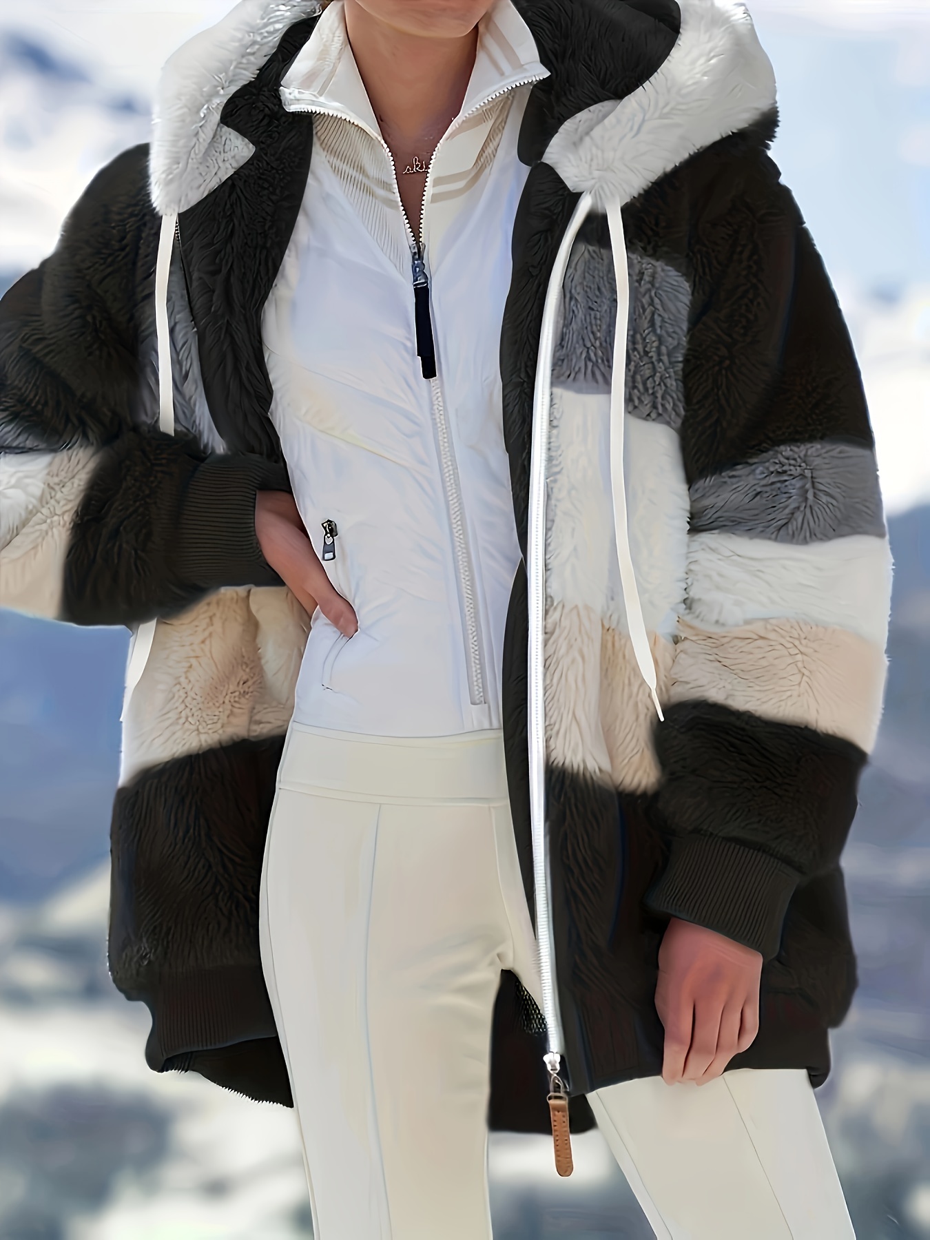 Cappotto Invernale Donna In Peluche Fleece - Giacca Elegante Con Cappuccio, Pile Morbido, Perfetto Per Look Casual E Caldo
