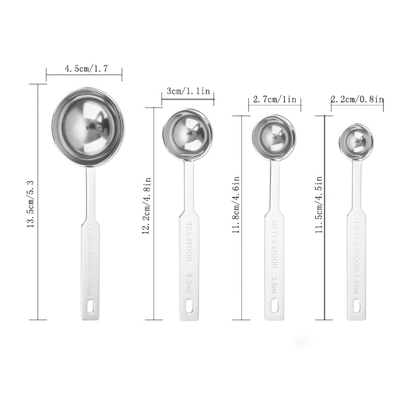 4pcs/set Stainless Steel Measuring Spoon Thick & Durable Non