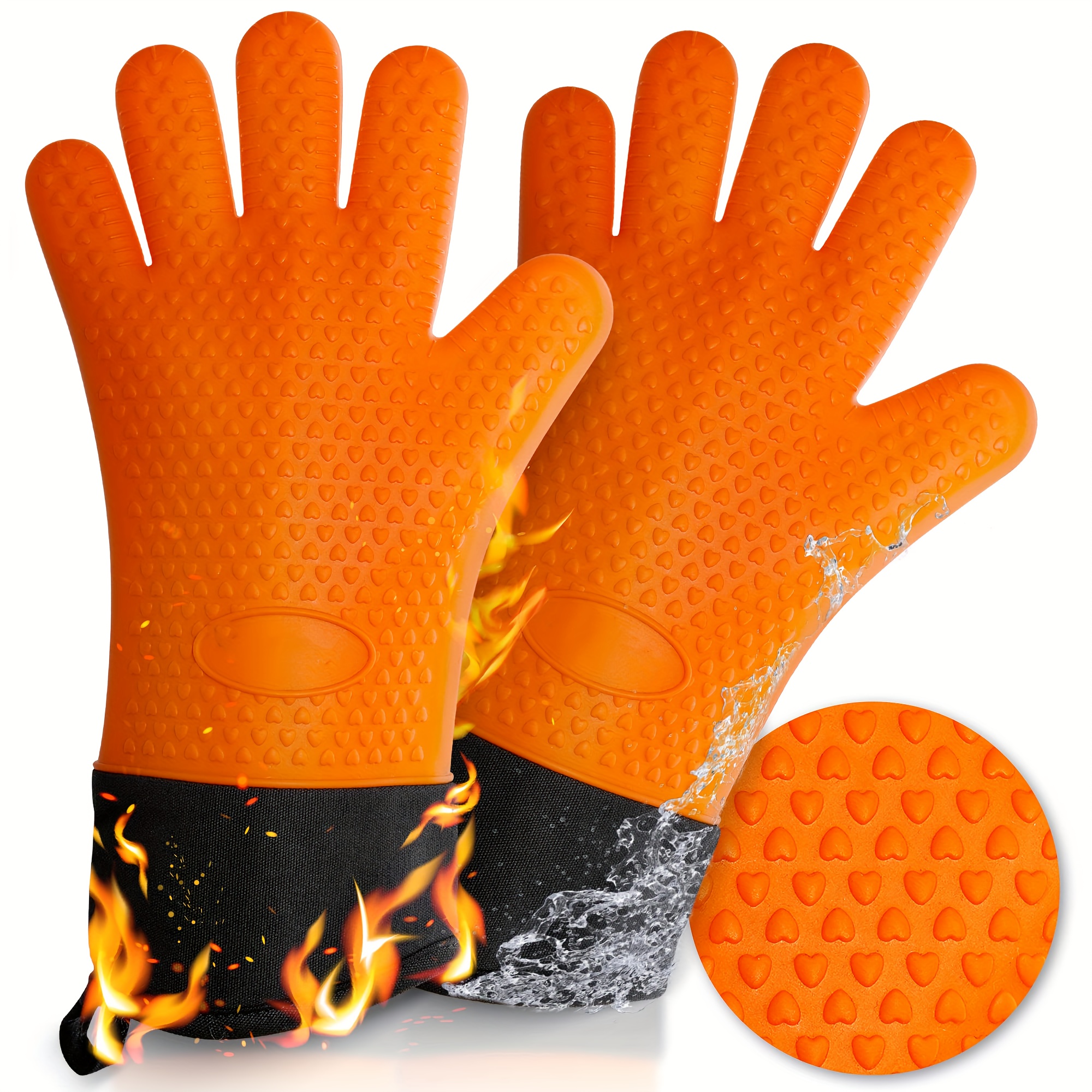 Heat Resistant Silicone Oven Mitts Cooking Glove Pack Of 2