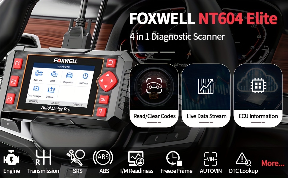 FOXWELL NT604 エリート OBD2 スキャナ ABS SRS トランスミッション