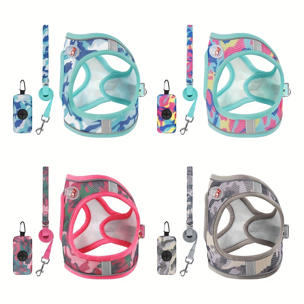 Breathable Mesh Dog Vest Harness Set with Leash and Bag for Small/Medium Dogs