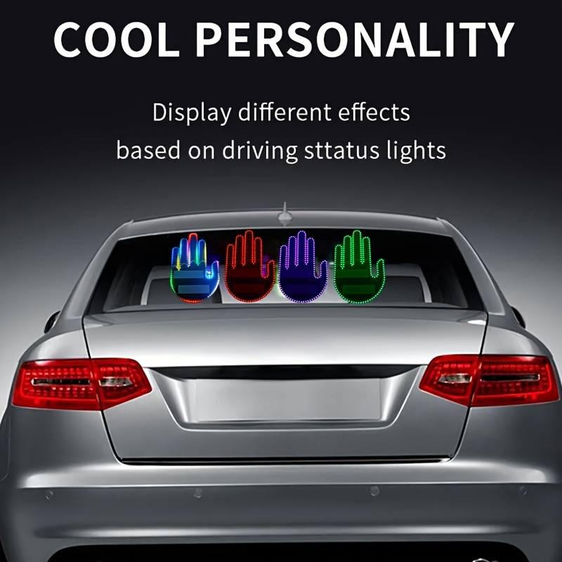 Car Led Light Signal Light Creative Gesture Design Stop Sign - Temu