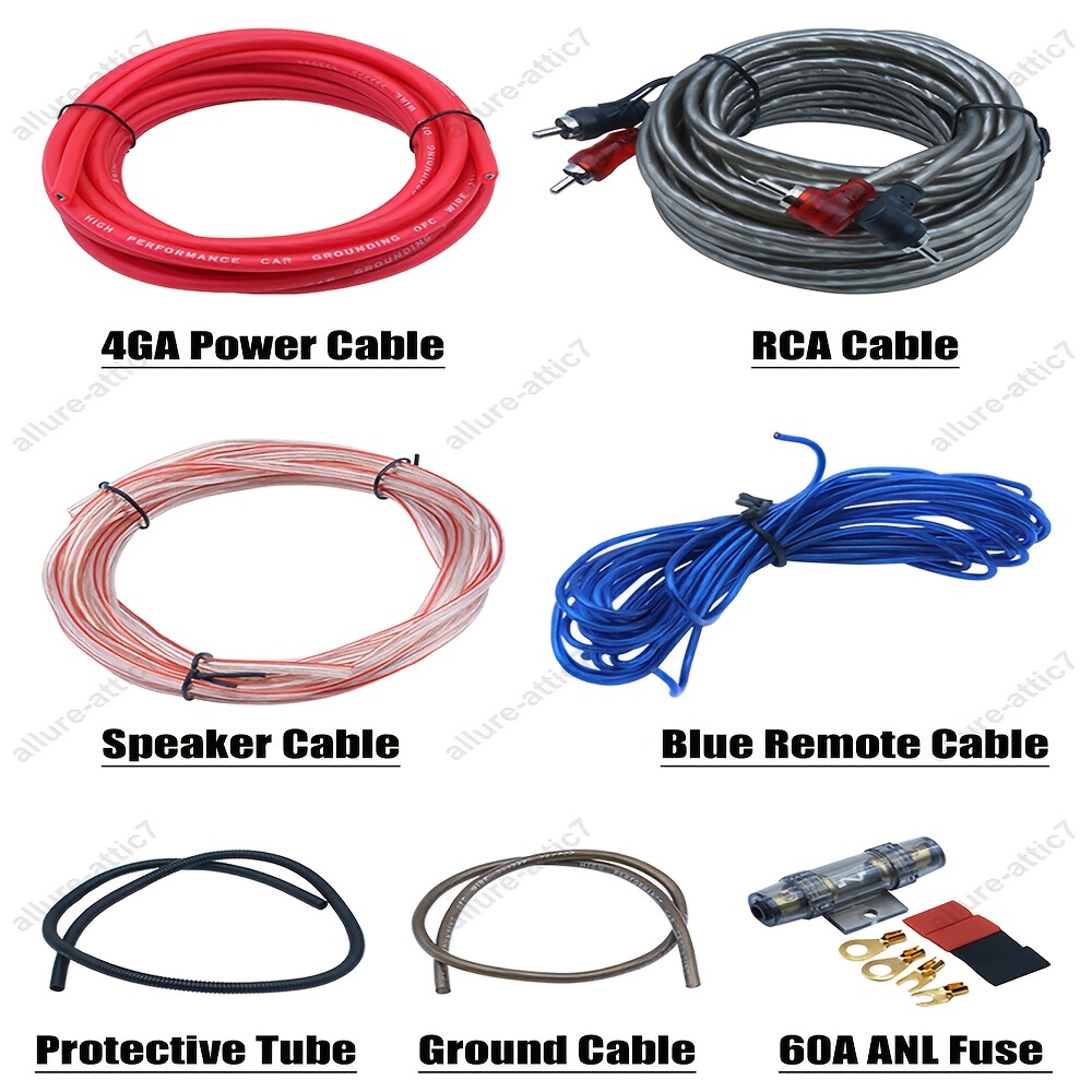 8pcs 4 Gauge/8 Gauge Amp Wiring Kit, Car Audio RCA Cable Amp Wiring Kit,  Amp Kit With Amplifier Installation Wiring True Spec And Soft Touch Wire