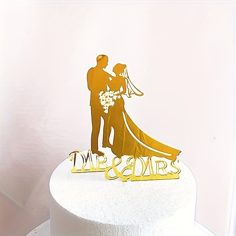 Gold Mr & Mr Cake Topper, Gold Cake Decorations, Mr and Mr Wedding