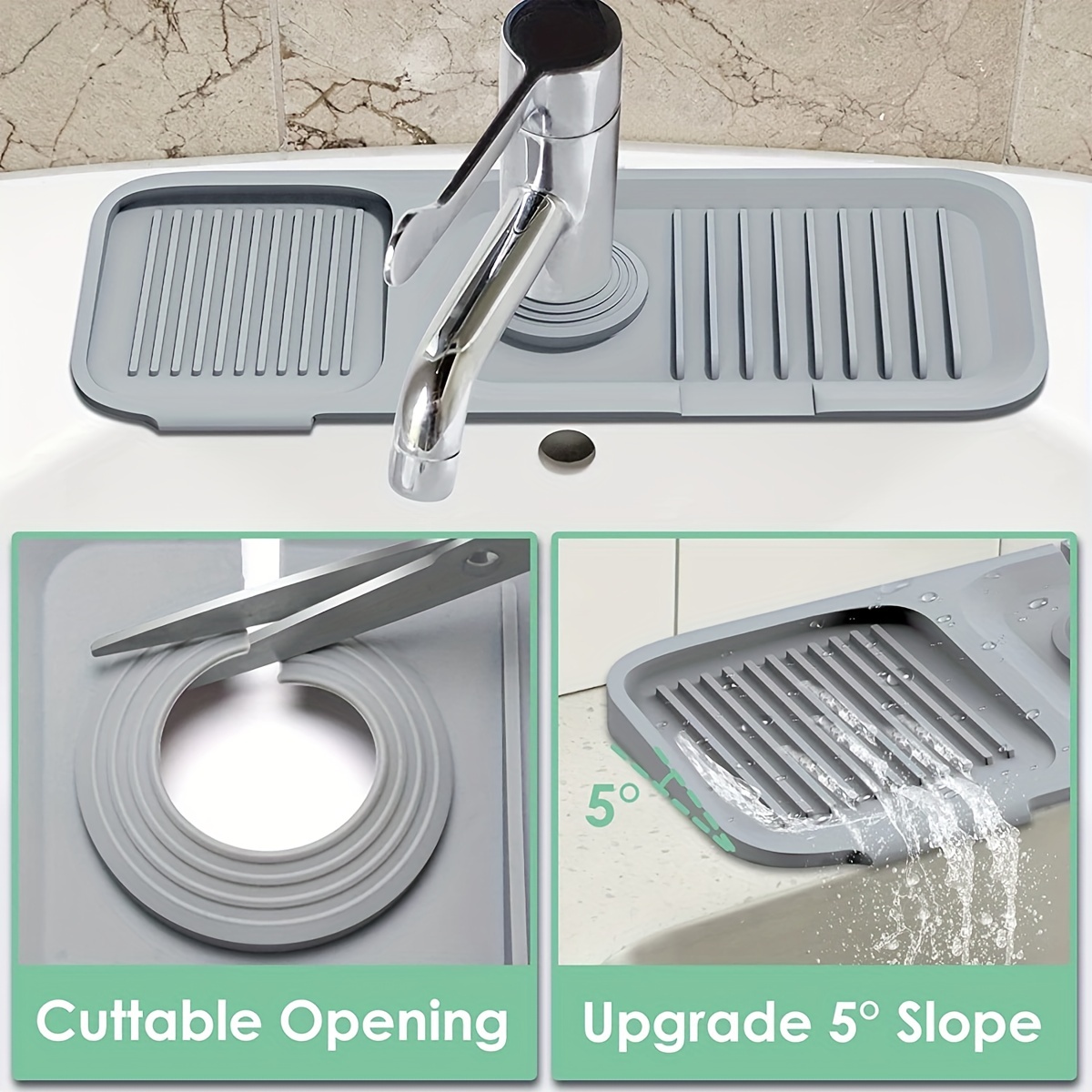 Kitchen Sink Splash Guard Silicone Tray, Dish Soap Dispenser And Sponge  Holder Mat Behind Faucet, Kitchen Guard Gadgets, Sink Accessories For  Kitchen Bathroom, Household Supplies - Temu