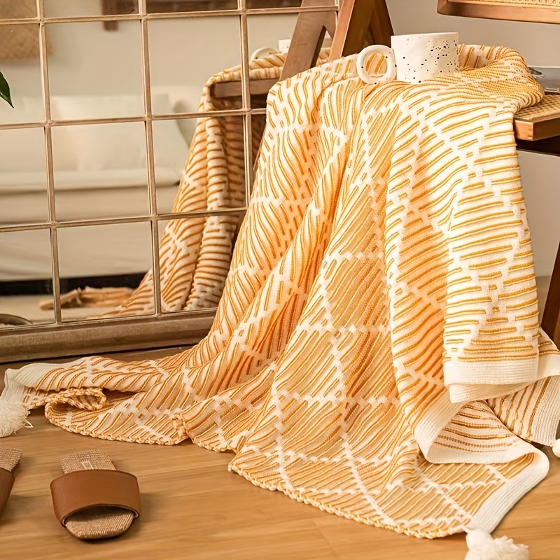 Manta de punto de lana gruesa hecha a mano para sofá o cama