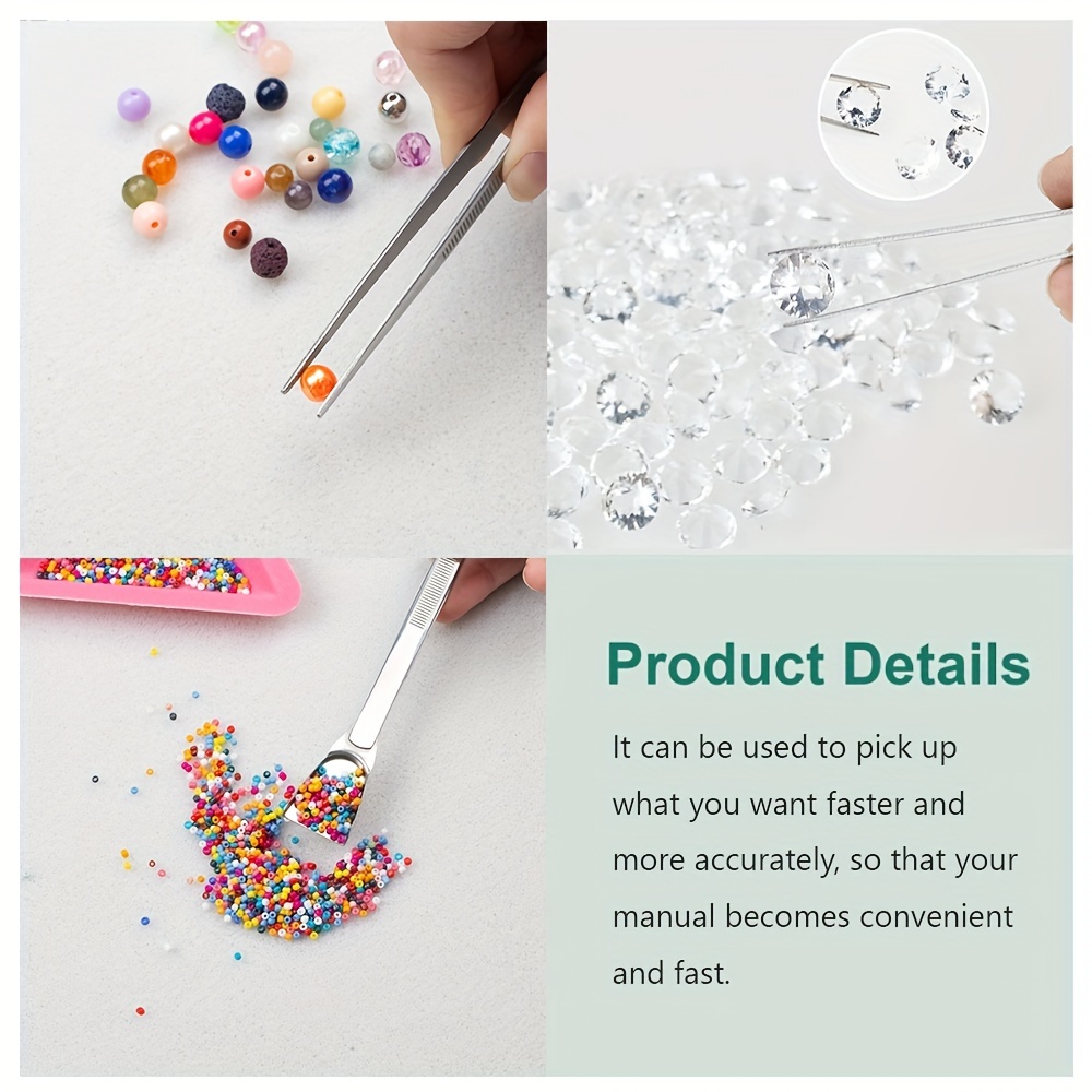 Diamond Craft Tweezers With Bead Shovel Scoop for Beads Gems Small