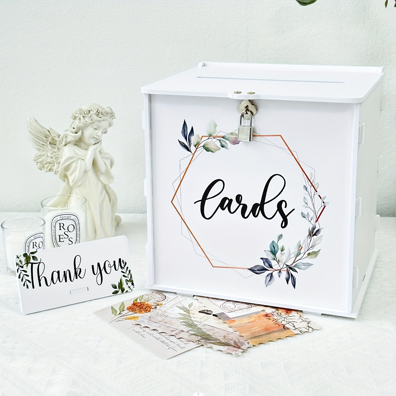 White Pvc Wedding Card Box With Lock - Perfect For Receptions, Parties, And  More - Includes Eucalyptus Diy Envelopes And Money Cards - Ideal For  Graduations, Birthdays, And Baby Showers - Temu