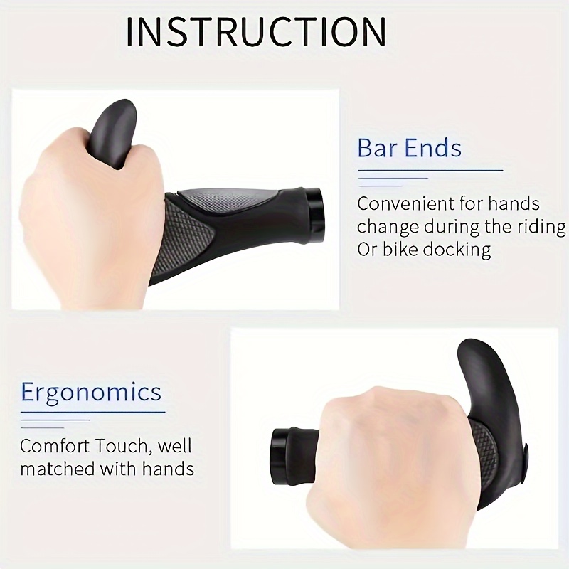 Mountain Bike Rubber Horn Grips Double sided Locking Auxiliary Handles