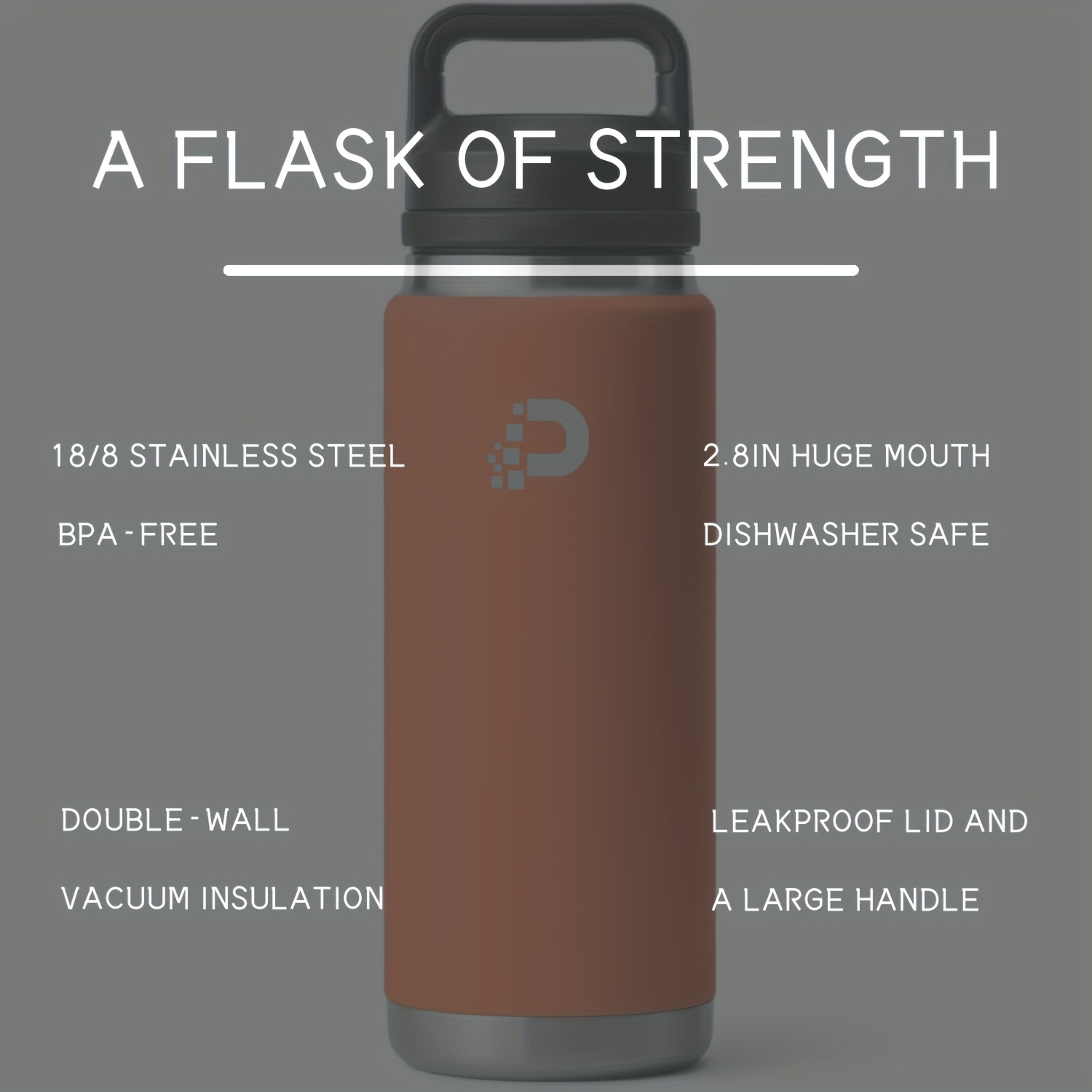 Double Wall Vacuum Insulated Water Bottle With Handle - Reusable, Leak  Proof Stainless Steel Flask For Hot And Cold Beverages - Keep Drinks Cold  For 24 Hours, Hot For 12 Hours - Temu