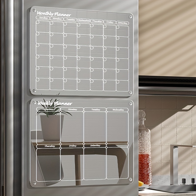 Acrylic Magnetic Refrigerator Monthly And Weekly Calendars - Temu