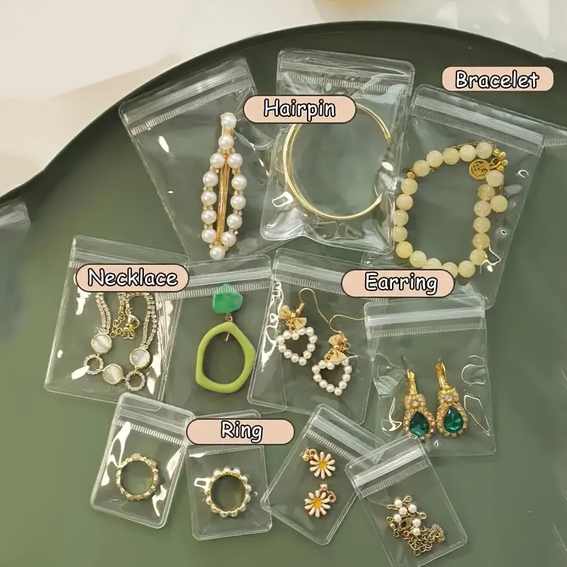 50/100pcs, Pvc Jewelry Bags Clear Plastic, Anti Tarnish Small