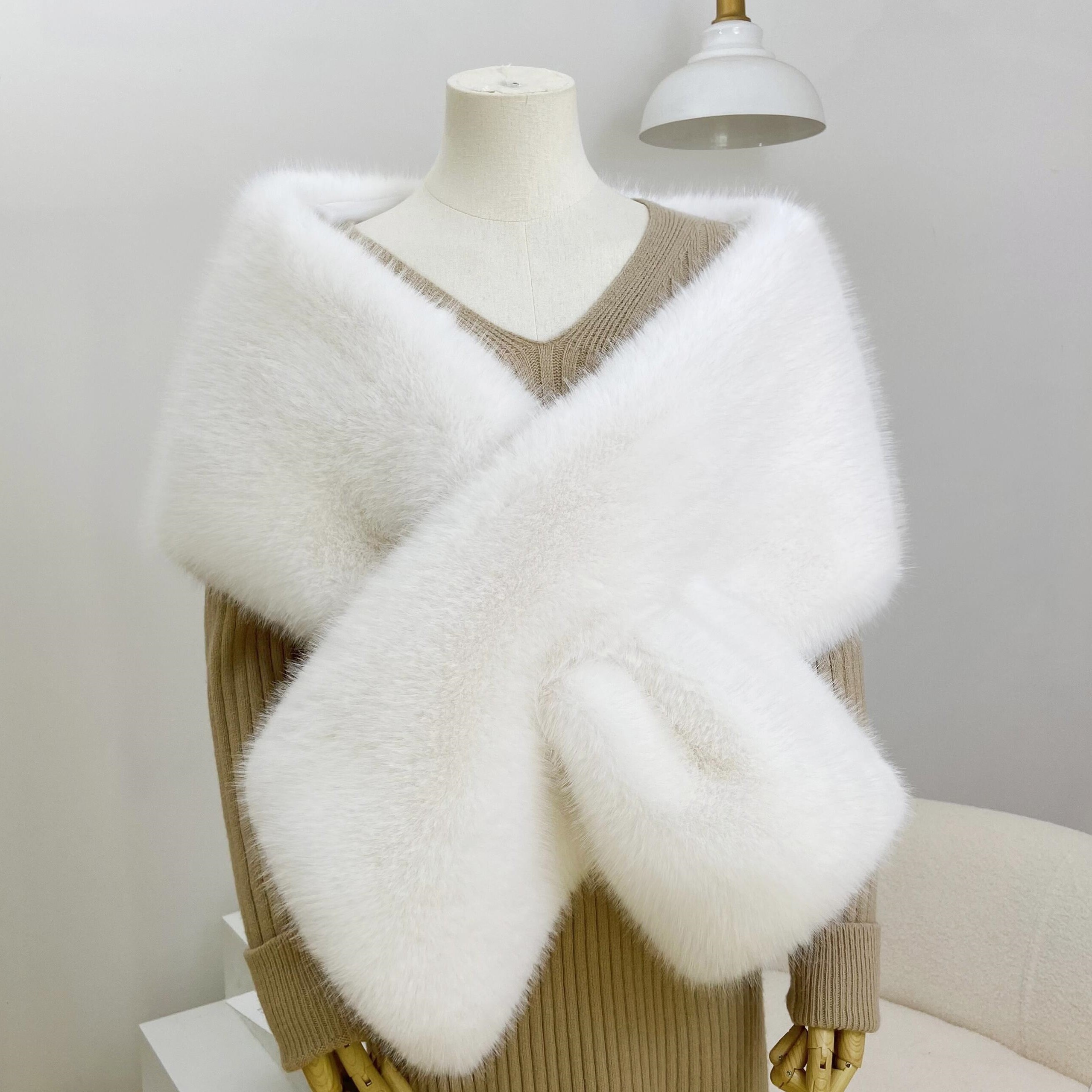 Best Deal for Caracilia Women Faux Fur Coat Jacket Wrap Cape Shawl