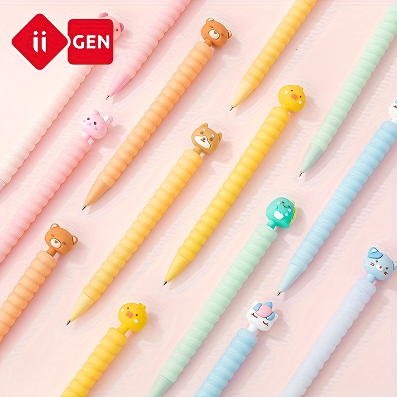 Iigen 5pcs Animal Image Side Press Neutral Pens Kawaii Cartoon Pen Creative  Learning Supplies Cute Writing Pen School Stationery