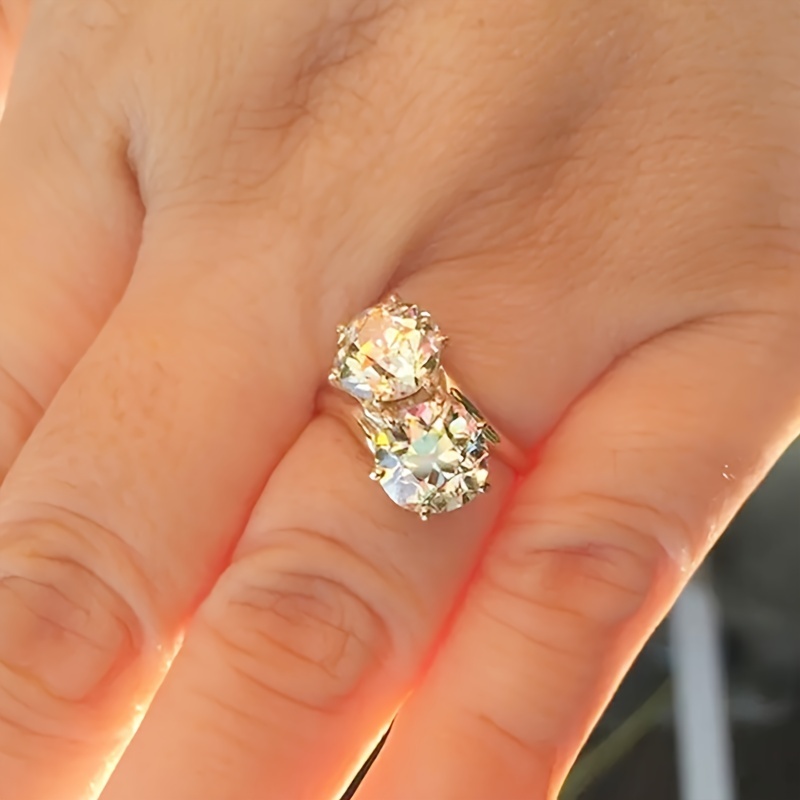 Delicate Setting Double Zirconia Ring for Women
