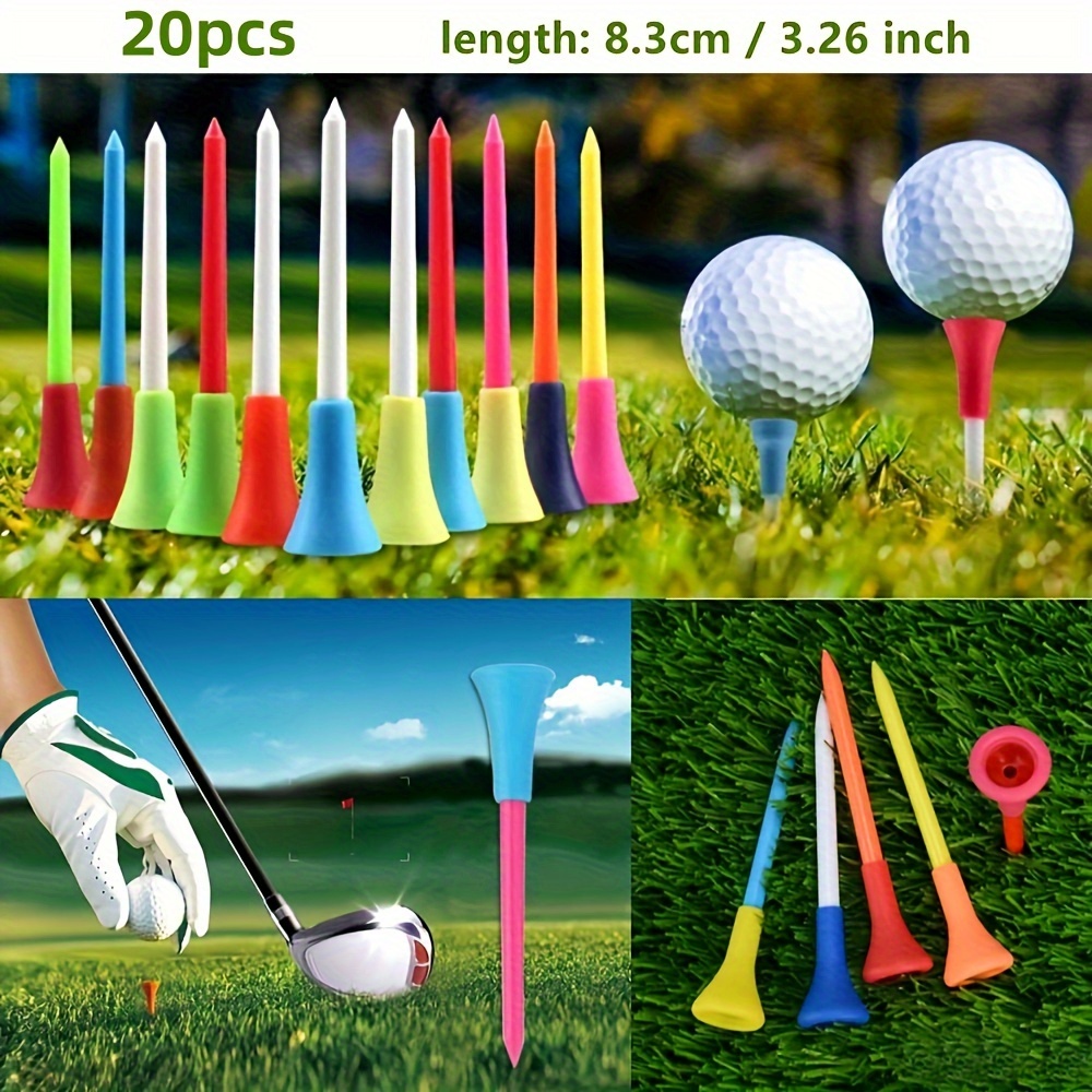 

20pcs Vibrant Plastic & Rubber Golf Tees With - 3.35" , For Improved Shots, Practice & Tournaments