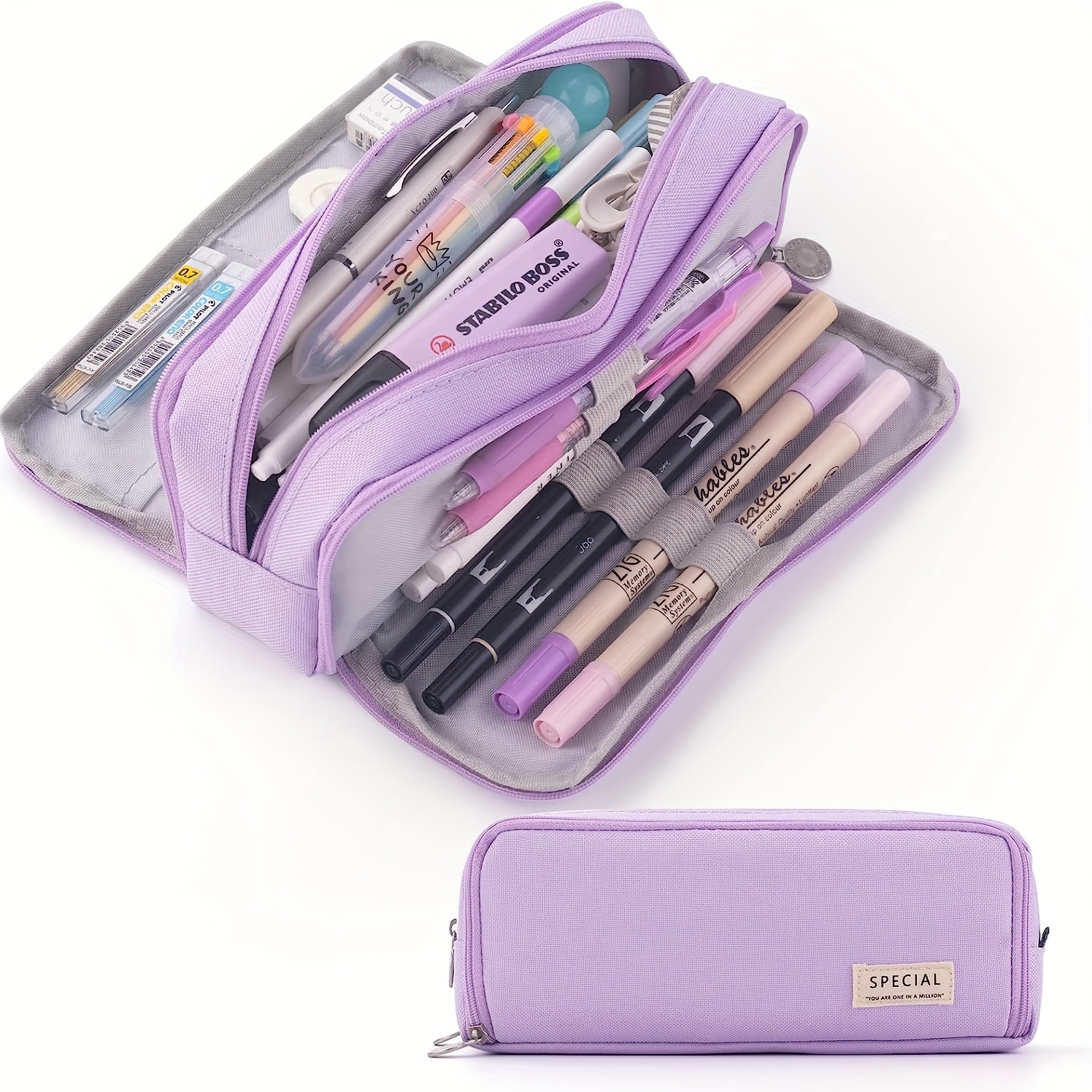 ANGOOBABY Pencil Case Handheld Pencil Pouch Multi-slot Pen Bag Stationery  Storage for Teen Student College Office Adults - Purple
