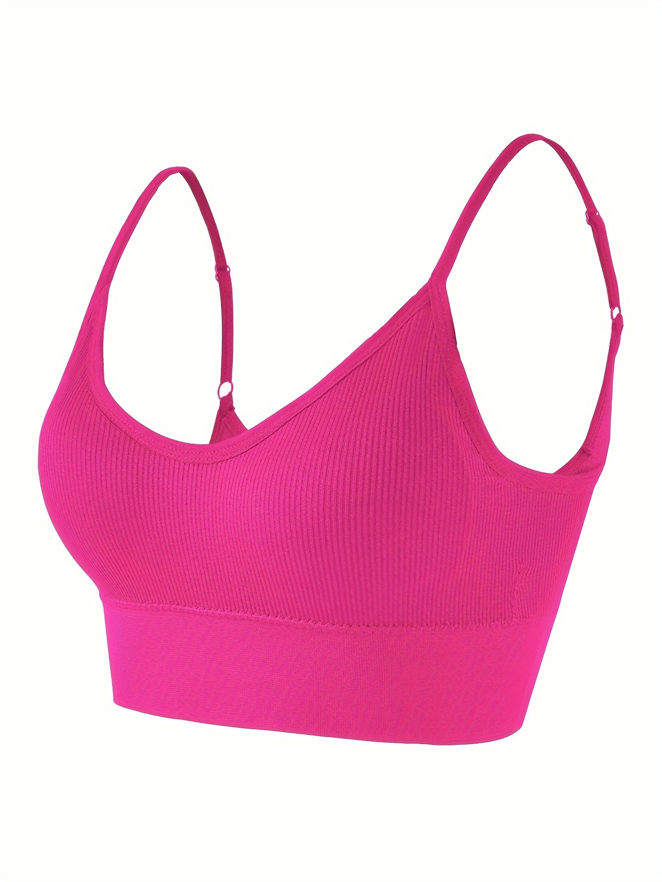 Solid Ribbed Sports Bra Comfy Breathable Workout Fitness - Temu