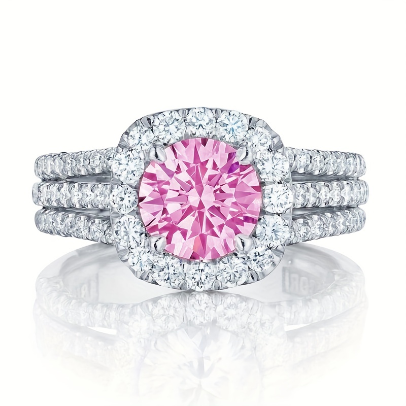 Round Zirconia Ring 4 Prong Setting Bridal Wedding Jewelry