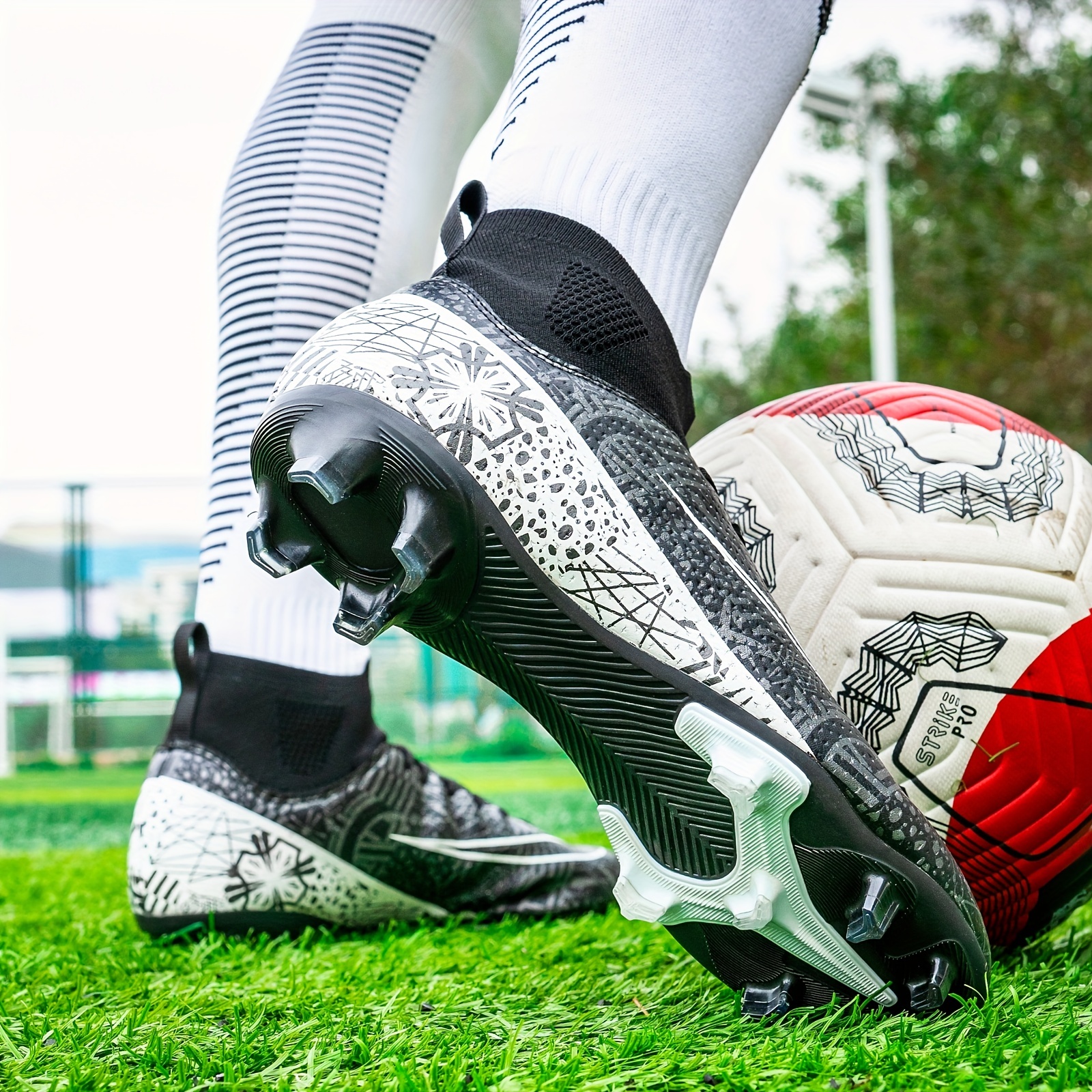  Tacos de fútbol para hombres/niños grandes FG/AG botas de fútbol  zapatillas de entrenamiento para jóvenes, Negro-fg : Ropa, Zapatos y Joyería