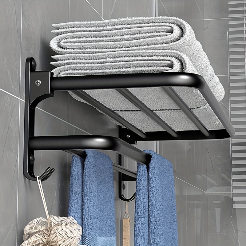 Toallero para toallero, toallero, toallero de madera de nogal, estante de  baño, doble toallero, estante de barra de toalla montado en la pared