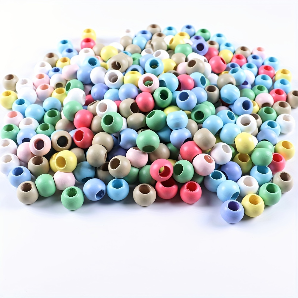 Round Ball Wooden Beads Spacer Loose Beads Multicolor Diy - Temu