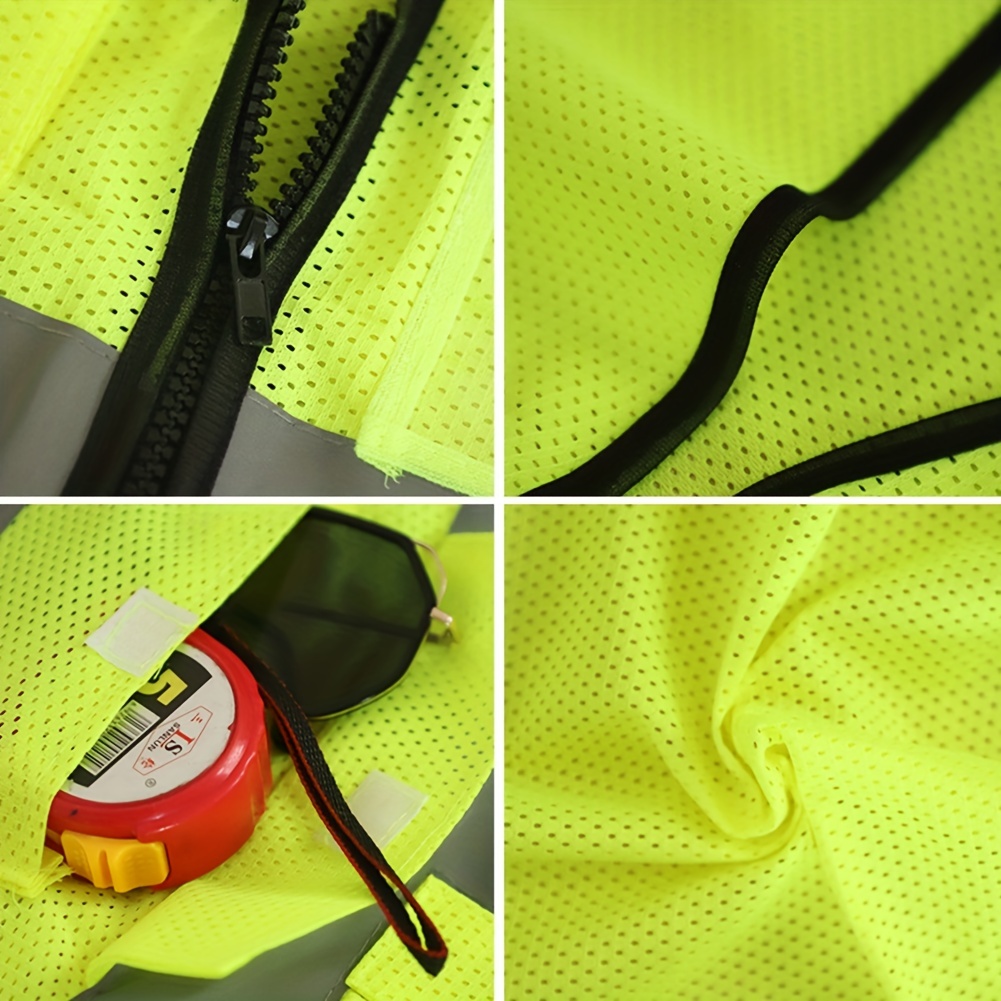 Mesh High Visibility Reflective Safety Vest Pockets - Temu