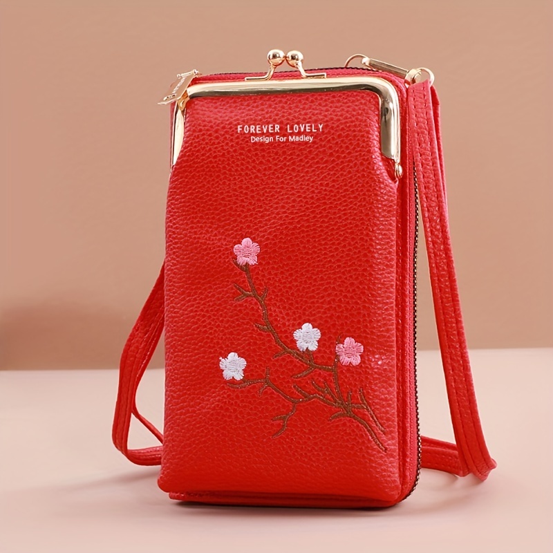 Fashion Embroidered Shoulder Bag With Small Coin Purse - Temu