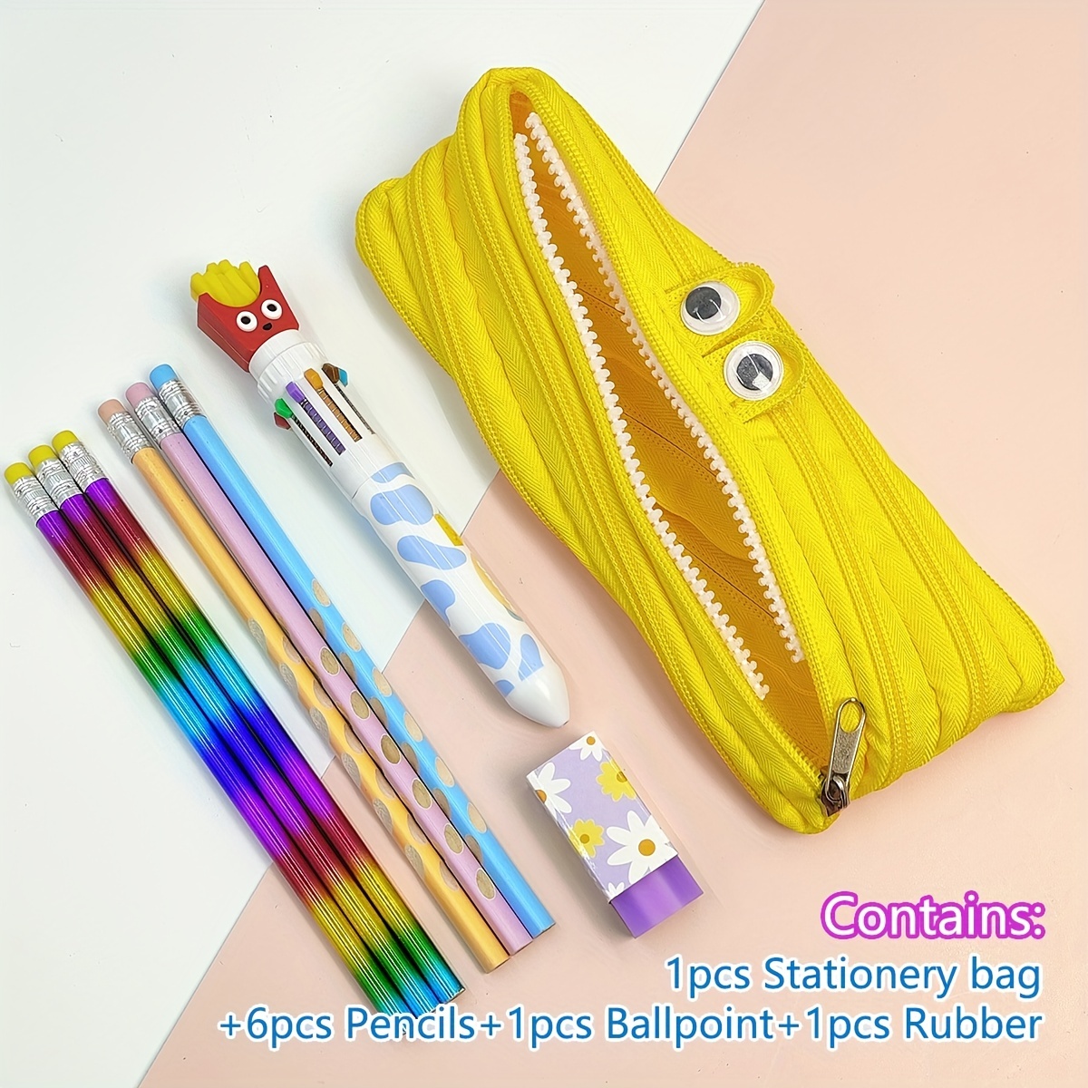 1pc Color Toothpaste Shape Pencil Case With Pencil Sharpener - Temu