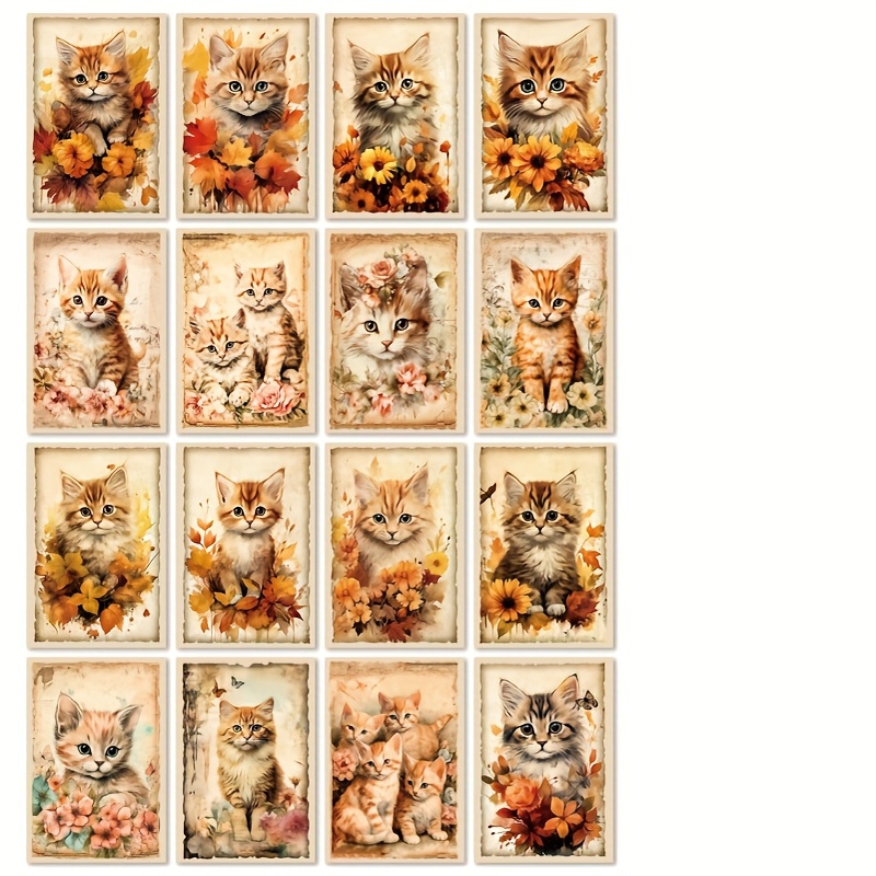 6 Styles Cat's Words Series Cat Journal Collage Material Paper - Temu