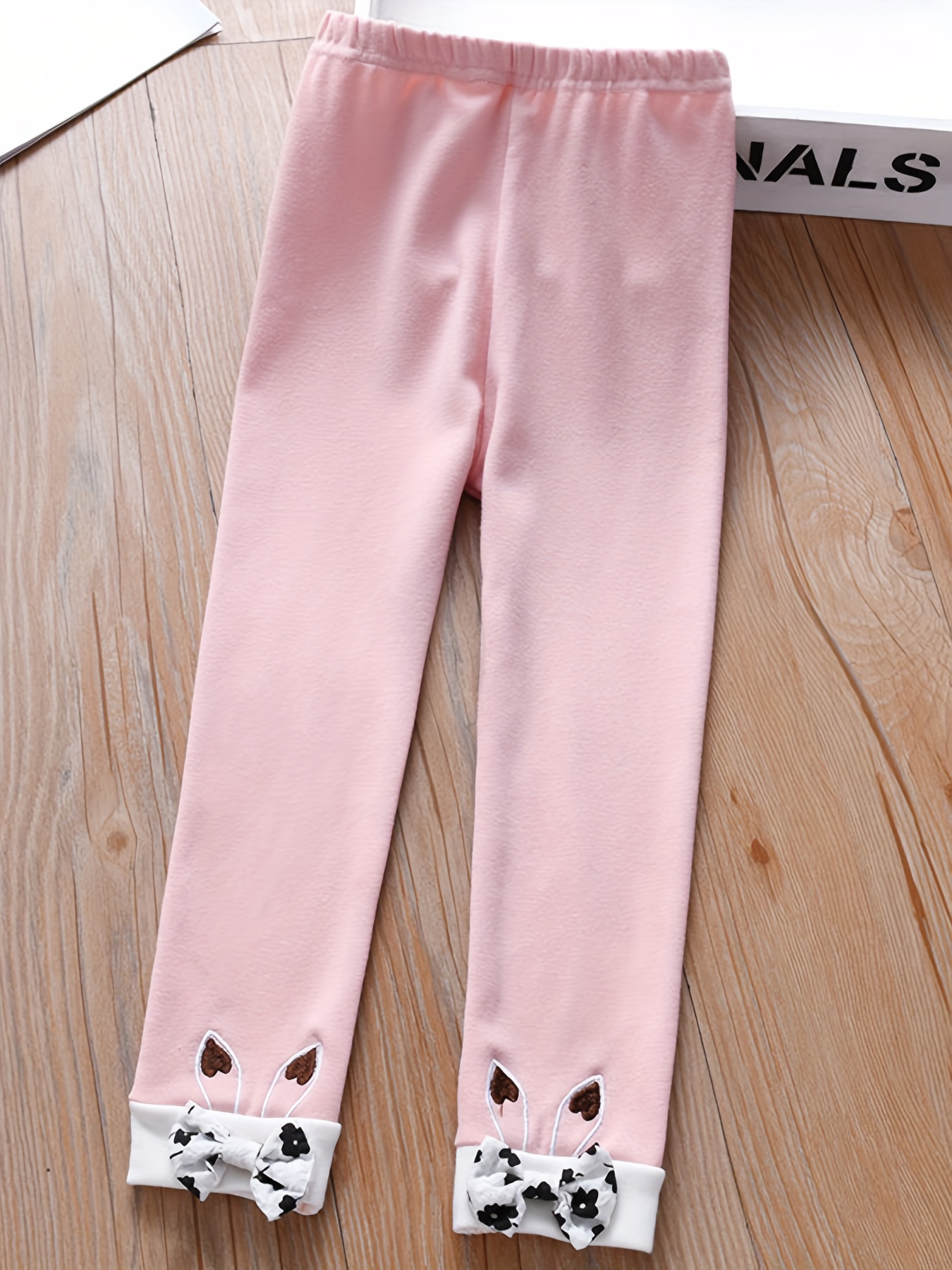 Cute Bows Bunny Ears Embroidery Ankle Leggings Girls Soft - Temu