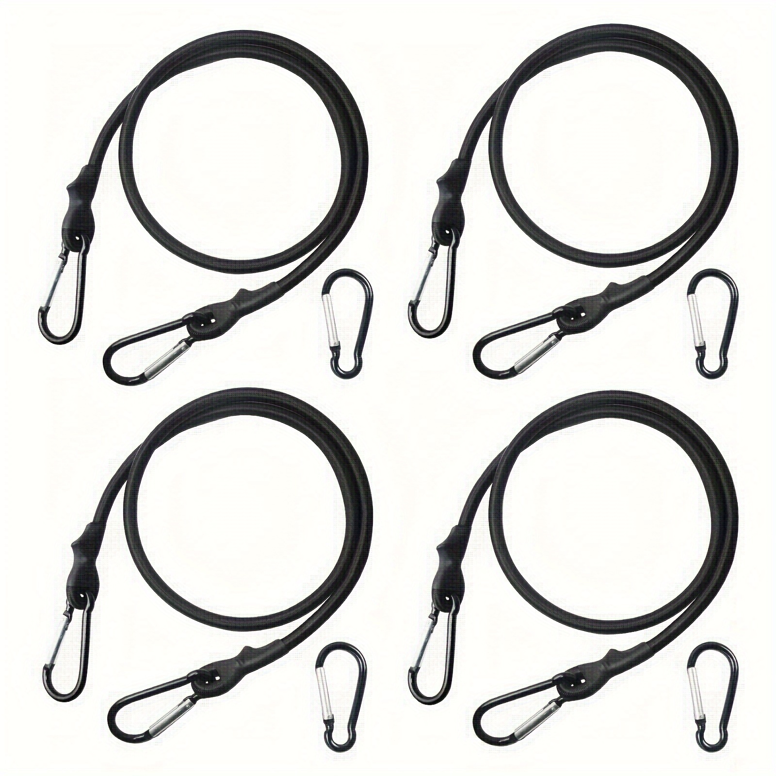 4pcs 36 Inch Bungee Cords With Carabiner Hook, Strong Elastic Straps