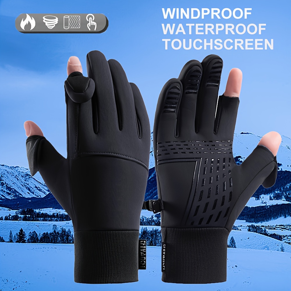 1pair Winter Fingerless Gloves For Cycling Fishing Windproof Cold