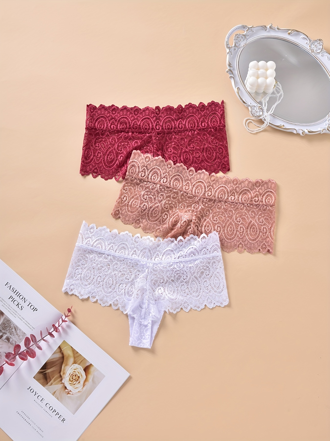 Lace Underwear for Women Floral MID Waist Lace Cut out Panties Sexy Briefs  - China Panties and Big Plus Panties price