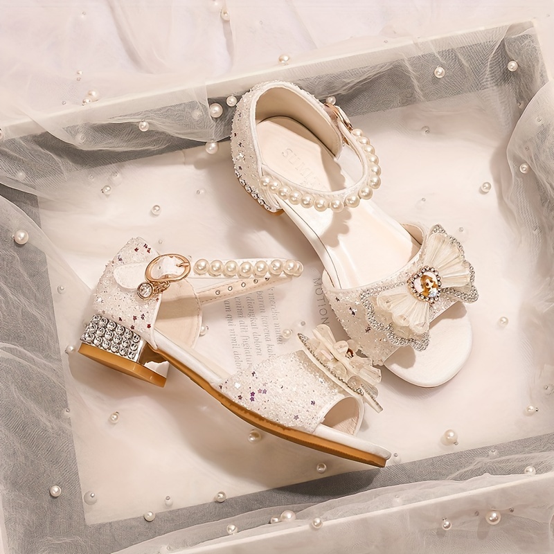Zapatos Princesa Niñas Decoración Lazo Perlas Brillantes - Temu