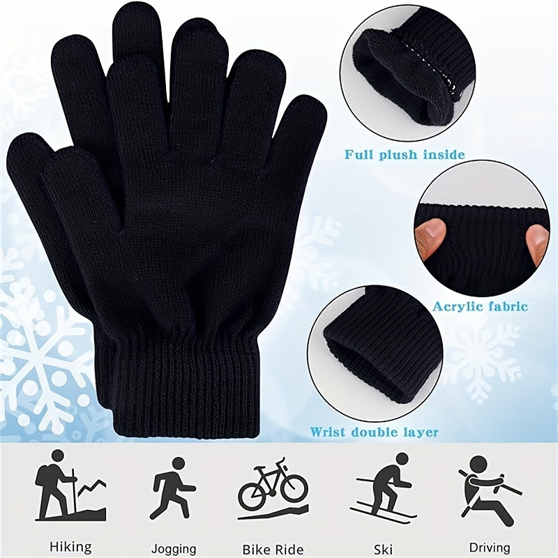 Full Finger Knitting Gloves For Women & Girls, Windproof Thick Gloves,  Winter Outdoor Cycling Driving Gloves - Temu