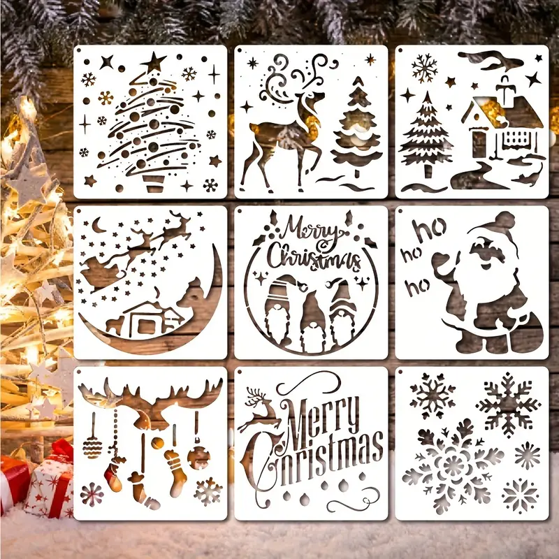 Merry Christmas Painting Stencils With Storage Metal Buckle - Temu